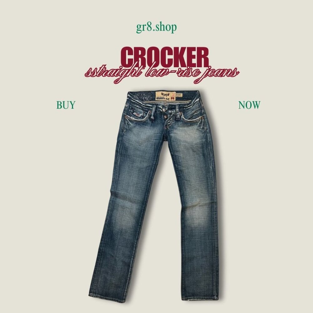 Crocker Straight Low-Rise Distressed Jeans Size 26 100% Cotton Womens Casual Den